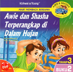 [TOPBOOKS Kohwai Kids] Mari Membaca Awie Dan Shasha Terperangkap Di Dalam Hujan Tahap 3 Buku 2