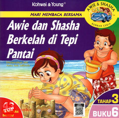 [TOPBOOKS Kohwai Kids] Mari Membaca Bersama Awie Dan Shasha Berkelah Di Tepi Pantai Tahap 3 Buku 6