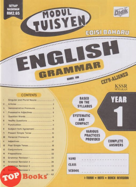 [TOPBOOKS Ilmu Didik] Modul Tuisyen Edisi Baharu English CEFR Aligned  Grammar Year 1 KSSR Semakan (2026)