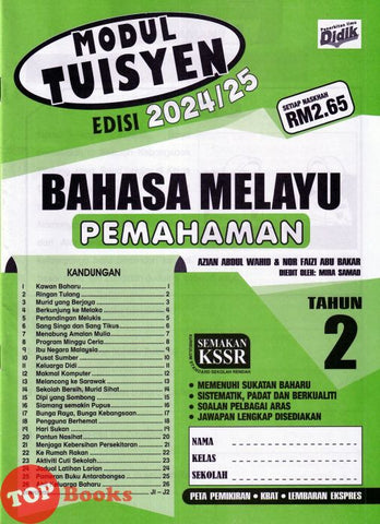 [TOPBOOKS Ilmu Didik] Modul Tuisyen Bahasa Melayu Pemahaman Tahun 2 Semakan KSSR (2024)