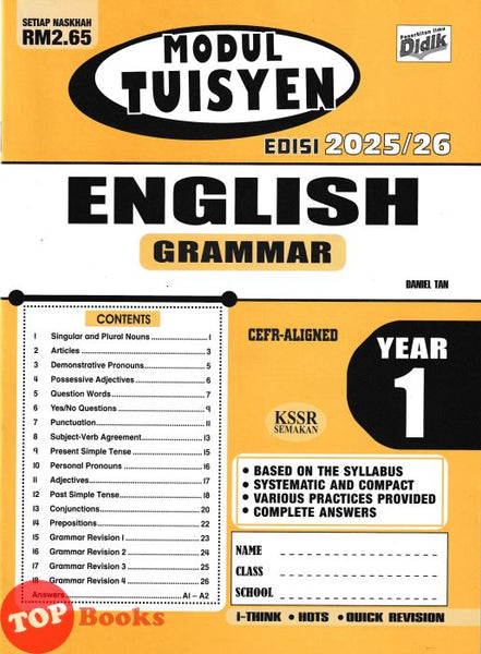 [TOPBOOKS Ilmu Didik] Modul Tuisyen English Grammar Year 1 KSSR Semakan (2025)