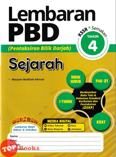 [TOPBOOKS Ilmu Bakti] Lembaran PBD Sejarah Tahun 4 KSSR Semakan (2024)