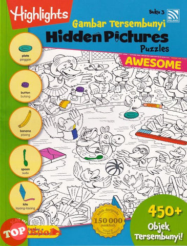 [TOPBOOKS Pelangi Kids] Highlights Gambar Tersembunyi Hidden Pictures Puzzles Awesome Buku 3 (English & Malay)