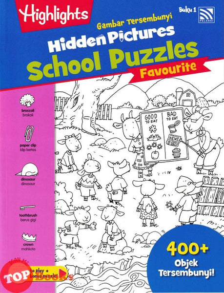 [TOPBOOKS Pelangi Kids] Highlights Gambar Tersembunyi Hidden Pictures School Puzzles Favourite Buku 1 (English & Malay)