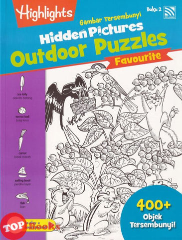 [TOPBOOKS Pelangi Kids] Highlights Gambar Tersembunyi Hidden Pictures Outdoor Puzzles Favourite Buku 2 (English & Malay)