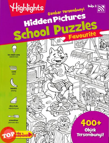 [TOPBOOKS Pelangi Kids] Highlights Gambar Tersembunyi Hidden Pictures School Puzzles Favourite Buku 2 (English & Malay)