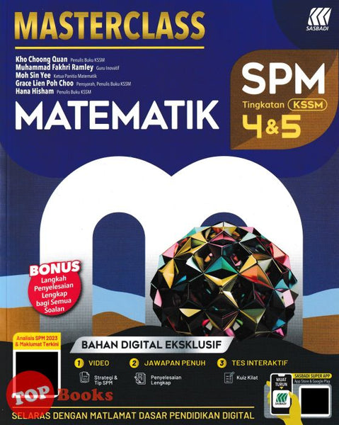 [TOPBOOKS Sasbadi] Masterclass SPM Matematik Tingkatan 4 & 5 KSSM (2024)