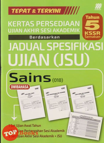 [TOPBOOKS Sasbadi] Kertas Persediaan UASA JSU Sains Tahun 5 KSSR Semakan Dwibahasa (2025)