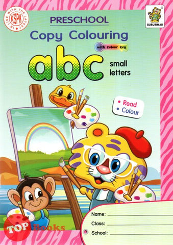 [TOPBOOKS Gururimau Kids] Preschool Copy Colouring With Colour Key abc Small Letters