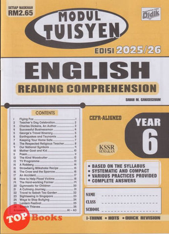 [TOPBOOKS Ilmu Didik] Modul Tuisyen English Reading Comprehension Year 6 KSSR Semakan (2025)