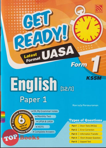 [TOPBOOKS Pelangi] Get Ready! UASA English Paper 1 Form 1 KSSM (2024)