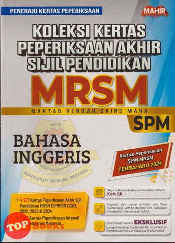 [TOPBOOKS Mahir] Koleksi Kertas Peperiksaan Akhir Sijil Pendidikan MRSM SPM Bahasa Inggeris (2025)