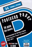 [TOPBOOKS SBS] A4 Foolscap Paper Narrow Line 70 gsm (100 sheets)