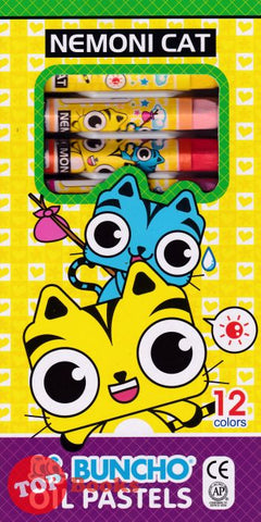 [TOPBOOKS Buncho] Nemoni Cat Oil Pastels 12 Colors