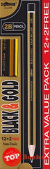 [TOPBOOKS Dolphin] Superbonded Black & Gold 2B Pencils Extra Value Pack