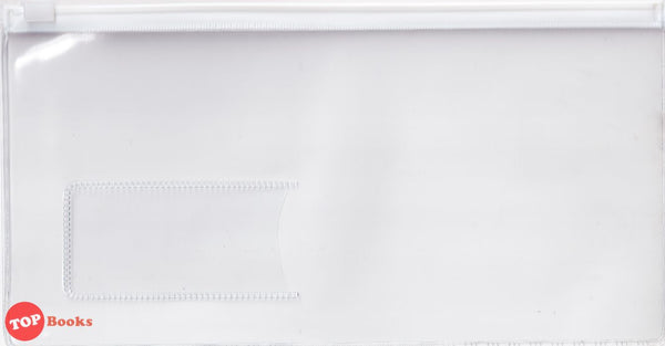 [TOPBOOKS Case] Clear Transparent Plastic Pencil Case (White)