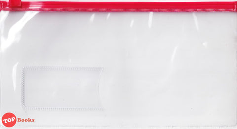 [TOPBOOKS Case] Clear Transparent Plastic Pencil Case (Red)