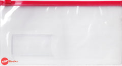 [TOPBOOKS Case] Clear Transparent Plastic Pencil Case (Red)