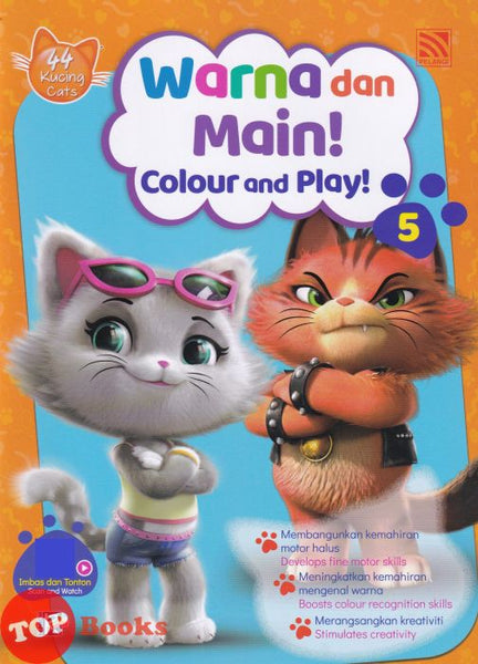 [TOPBOOKS Pelangi Kids] 44 Kucing Warna Dan Main! Colour And Play! (Malay & English) Book 5 (2022)