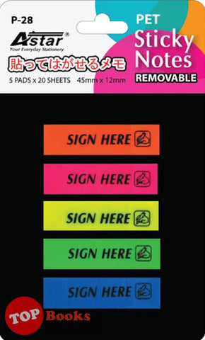 [TOPBOOKS AStar] Sign Here Pet Sticky Notes Removable 5 colours