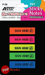 [TOPBOOKS AStar] Sign Here Pet Sticky Notes Removable 5 colours