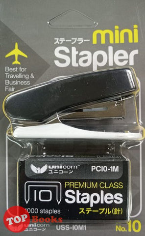 [TOPBOOKS Unicorn] Mini Stapler Set No. 10 USS-10M1 (Black)